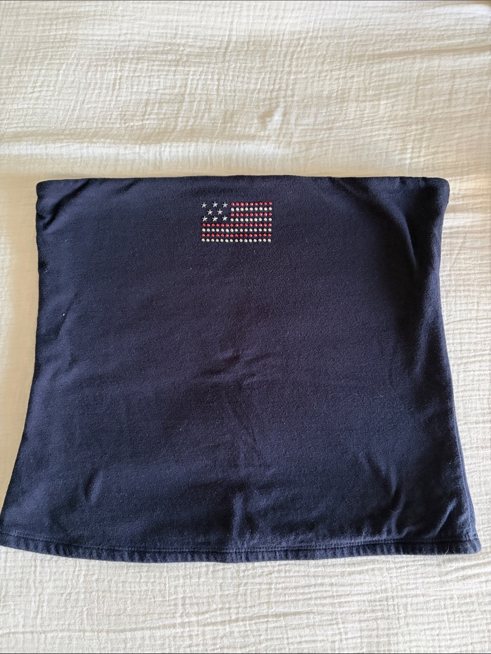 Navy Tube Top with Rhinestone American Flag